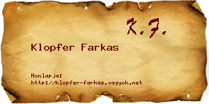 Klopfer Farkas névjegykártya